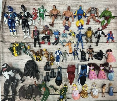 Huge Mixed Action Figure Lot for Parts/Repair   Power Rangers, Marvel, And More