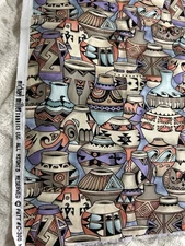 Vintage MICHAEL MILLER Native Pottery Indian Cotton Fabric Southwest OOP C-300