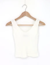 ENZA COSTA Ribbed Sweater Knit Cropped Tank Top White S $125 D1 265