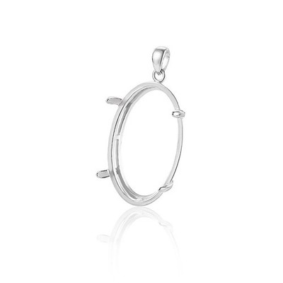 925 Sterling Silver Blank Bezel Pendant Trays Setting Oval Cabochon Base Pendant