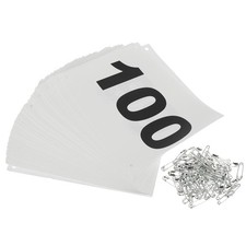 Running Bib Numbers 7x6 Inch, 1-100 Waterproof Race Competitor Numbers, White