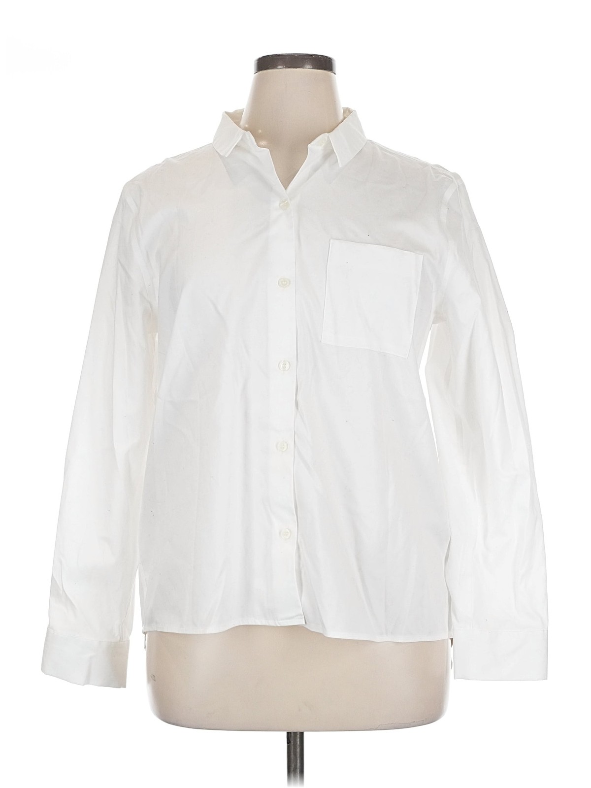 Calvin Klein Women White Long Sleeve Button-Down Shirt XL