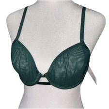 CHOOSE Auden Women's Smooth Mesh Unlined Demi Coverage Bra Green Intimates New