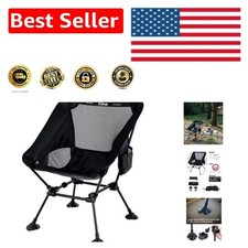 Compact and Stylish Black Folding Chair with Anti-Sinking Support for Outdoors
