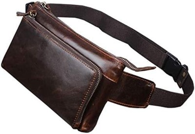 Buffalo Leather Fanny Pack Waist Bag Travel Belt Bag Coffee Men Women Outdoor