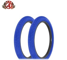 2x ALTA 20x2.40” Blue Street Park BMX Tires – Semi-Slick Grip Freestyle Bikes.