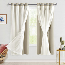 Hiasan Blackout Curtains Sheer Overlay Grommet Thermal Insulated Privacy Mix