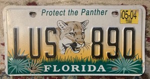 FLORIDA PROTECT THE PANTHER WILDLIFE ENVIRONMENTAL SPECIALTY LICENSE PLATE FLA