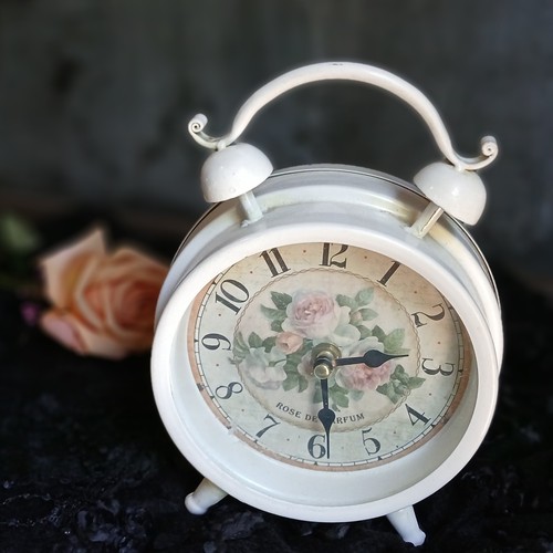 Shabby Chic Floral Table Clock Rose de Parfum Cottagecore French Country Decor