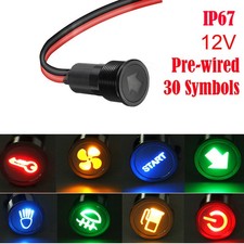 12V LED Dash Panel Warning Pilot Light Indicator Lamp Black Car Boat 8 10 16 mm