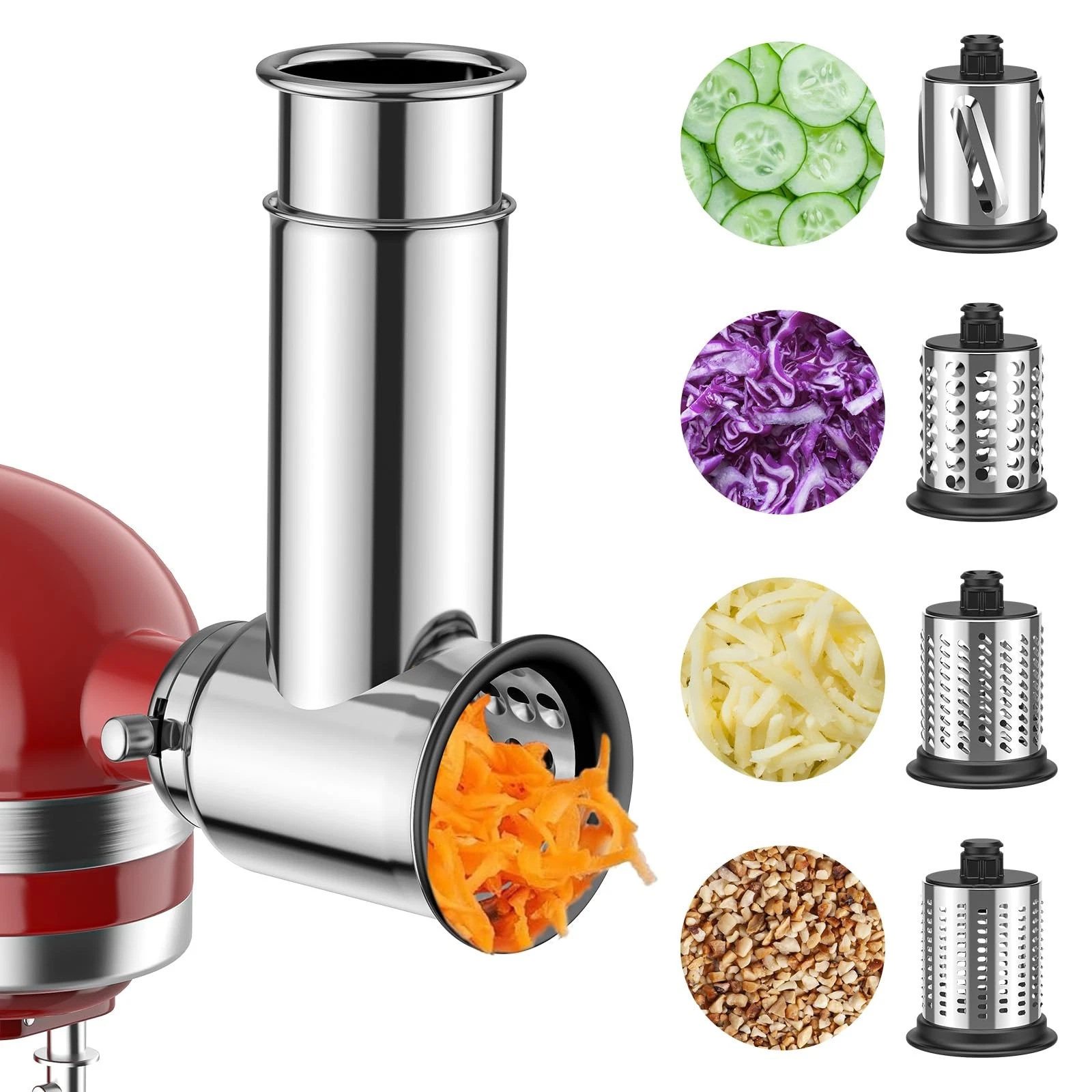 Stainless Steel Slicer Shredder Attachment for Kitchenaid Stnad Mixer, Cheese...