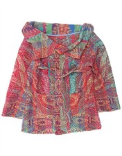 Cappotto donna VINTAGE corto oversize UK 10 piccolo multicolore paisley AU17