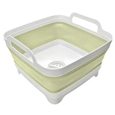 Collapsible Wash Basin 9L, Foldable Dish Tub with Drain Plug, Portable