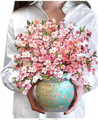 FreshCut Paper Pop-Up Flower Bouquet Cherry Blossom Life Sized 12'' Card NEW