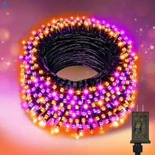 66FT LED String Lights Outdoor Waterproof – Purple Orange Warm White