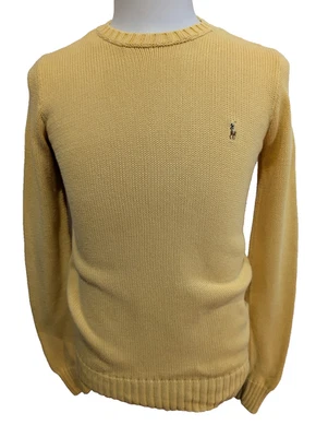 Pull POLO Ralph Lauren - Col rond Jaune 100% Coton - Coupe étroite - Taille L/S - Photo 1/4