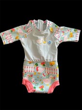 Splash About NWOT  Happy Nappy  Green/Coral Ducks Sunsuit Swim Diaper-6-14Mo