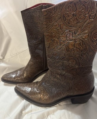 Gianni Bini Embossed Leather Mid Calf Cowgirl Boots Size 8 M