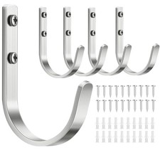 Aluminum Wall Hooks for Hanging Towel/Coat - 22LB Screw in Metal 5 Pack Silver
