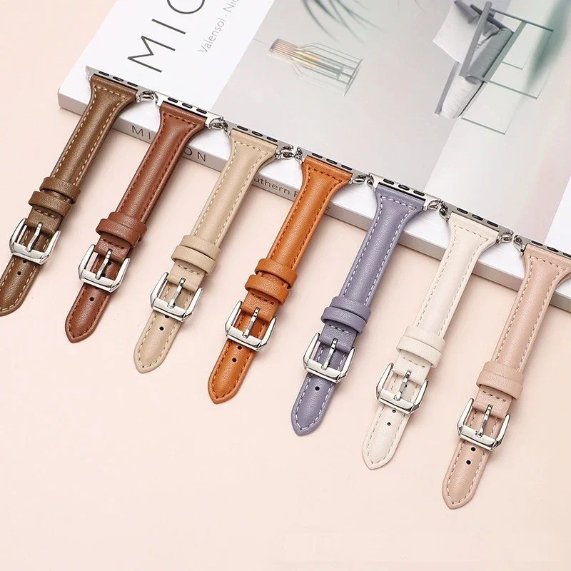 Slim Leather Strap Band for Apple Watch 11 10 9 8 7 6 5 SE 38/44/41/45/42/46mm
