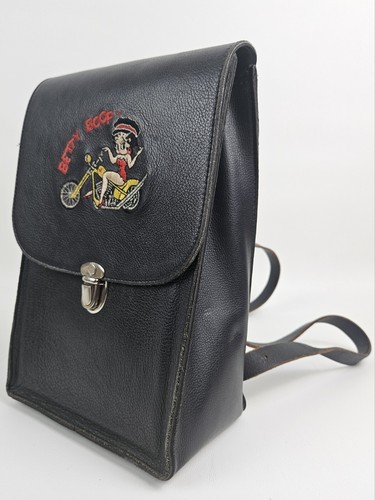 Betty Boop Rucksack Schwarz Leder Biker Pack Motorrad Made In USA TM Hearst