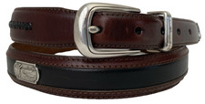 Men's Studded Roberts Golf Belt by Brighton Onyx Brown Black Leather 42