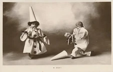 Antique RPPC Real Photo Postcard Creepy Weird Odd Strange Clown Dolls "A Duet"