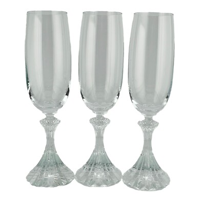 3 Mikasa The Ritz Champagne Flute 8 1/2'' ribbed stem fine crystal