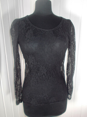 Top/Tunique Jacqueline Riu Noir Dentelle Transparente - Taille M (38/40) - Occasion Très Bon état - Livraison Offerte Possible
