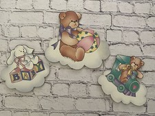 Teddy Bear Wall Hangings Baby's Room Lucy Rigg Daisy Kingdom 1995 Vintage Set 3