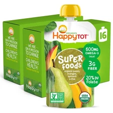 Happy Tot Organic Superfood Pouches Spinach Mango Pear 16 Pack for Toddlers