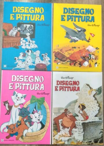 DISNEY 4 Album da Disegno del 1972 - Aristogatti, Carica dei 101, Dumbo, Mowgli - Afbeelding 1 van 8