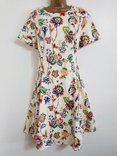 NEW Debenhams Plus Size 16-28 Cotton Red Green Blue Cream Floral Midi Tea Dress