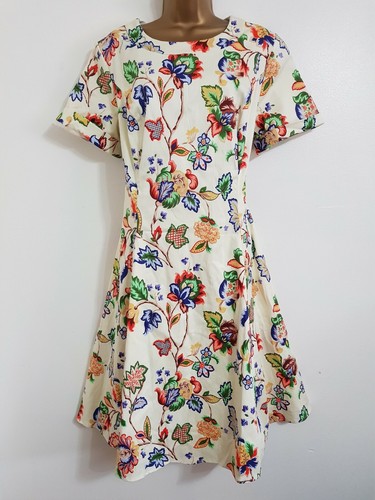 Blue Cream Floral Midi Tea Dress 