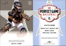 ASHTIN WEBB 2020 LEAF PERFECT GAME NATIONAL SHOWCASE ROOKIE CARD #204