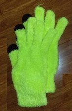 NEW Justice Girls Texting gloves Yellow  Black VERY SOFT fuzzy yarn ONE PAIR