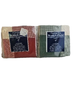 2 Flamingo Mills Scotch Plaid Decorative Cross Stitch Fabrics 14 Ct 15x15