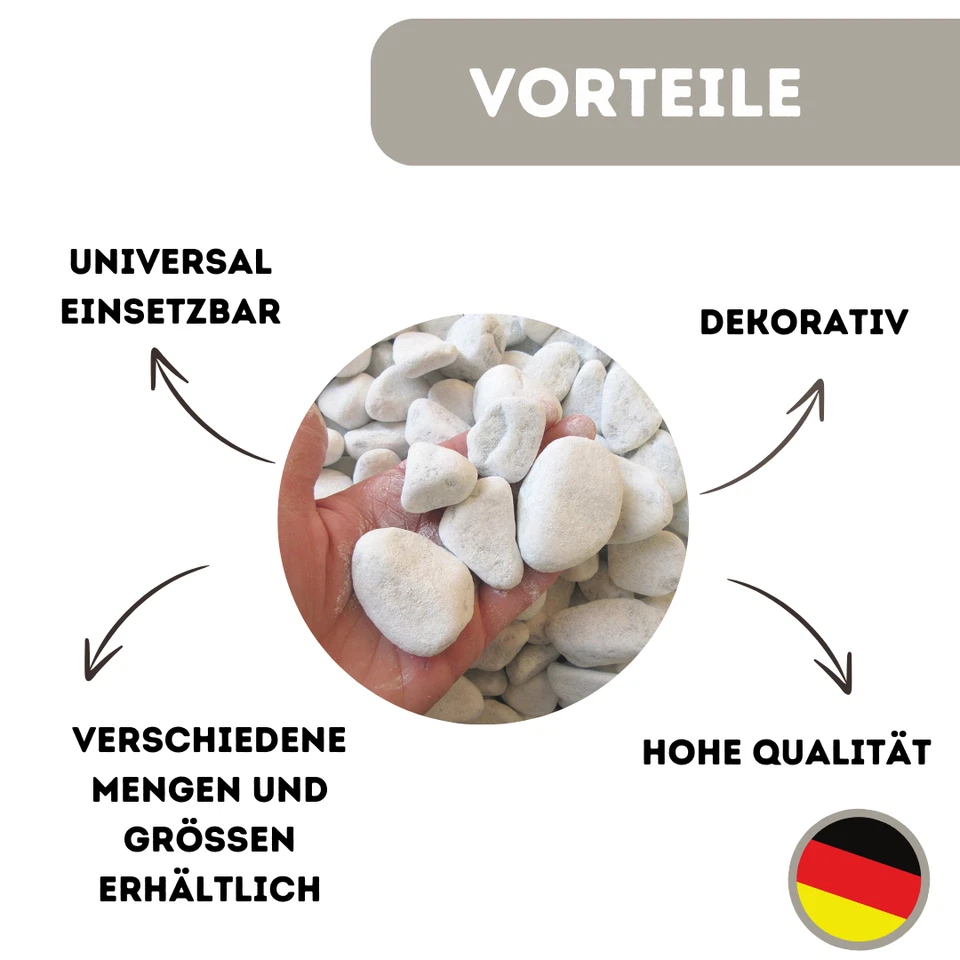 Dekosteine | Weiß | 25-40mm | Marmorkies | Natursteine zur Dekoration | Zierkies - Bild 2 von 4