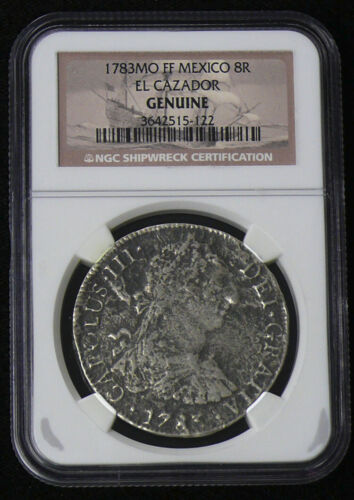 1783 Mo F.F. El CAZADOR SILVER 8 REALES GENUINE SHIPWRECK COIN NGC GRADED