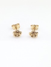 925 Sterling Silver Gold Rose Flower Stud Earrings Dainty Studs 5.5mm