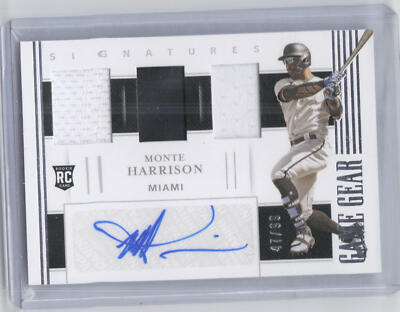 2021 Panini National Treasures #GGS-MH Monte Harrison Game Gear Auto #/99