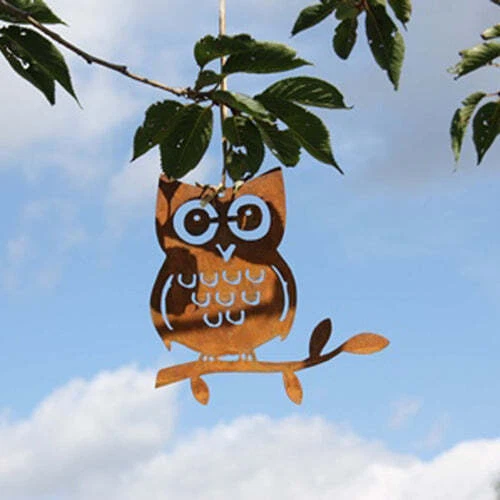 Eulen Figuren Hängedeko Rost Metall Garten Herbst Deko Eule Dekofigur - Bild 2 von 3
