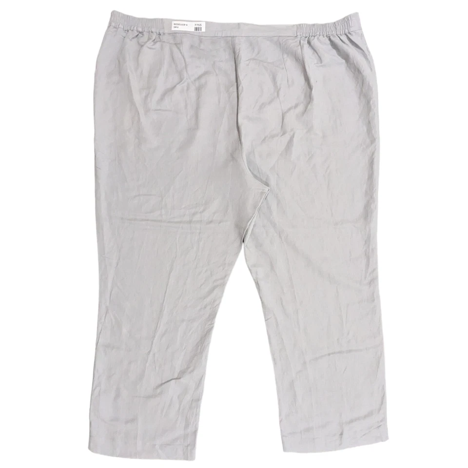 Maggie Barnes Straight Leg Pants Women Size 32W Gray Linen Blend Secret Slimmer - Image 4 of 4
