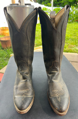 DAN POST MEN'S BLACK LEATHER COWBOY WESTERN BOOTS SIZE 8.5 D
