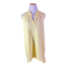 Chico's Size 3 (XL) Yellow Sleeveless Knit Tunic Top Sharkbite Hem *Flaw