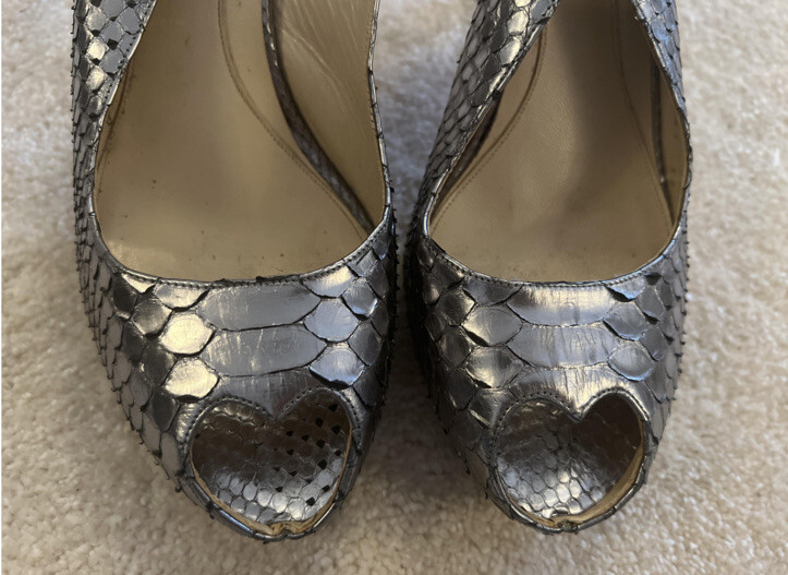 Vintage Alexander McQueen Silver Python Platforms… - image 6
