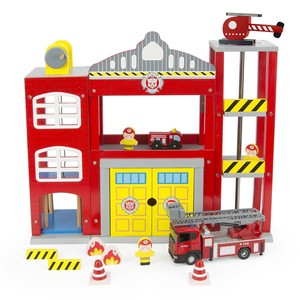 fire station wooden toy set
