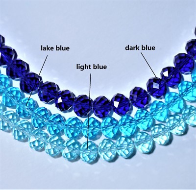 facettierte Glas Kristall Rondell Perlen 8 & 10 mm dunkelblau, seeblau, hellblau