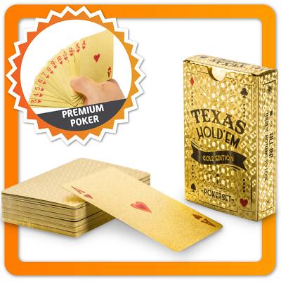 Spielkarten Pokerkarten Set Casino Gold Luxus Plastik PVC Kunststoff Wasserdicht
