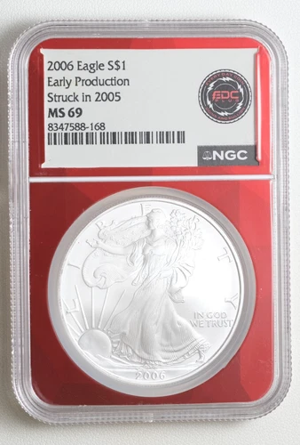 2006 American Silver Eagle $1 NGC MS 69 Early Production Struck in 2005 /168